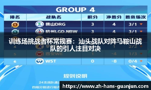 训练场挑战者杯常规赛：汕头战队对阵马鞍山战队的引人注目对决